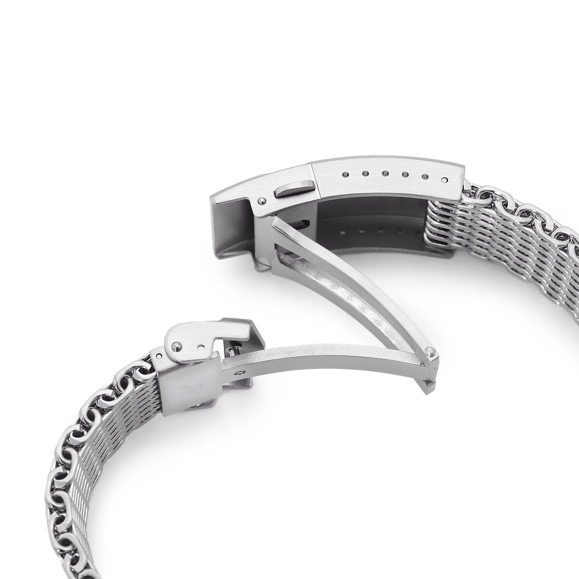 20mm Tapered "SHARK" Mesh Band, V-Clasp, Brushed