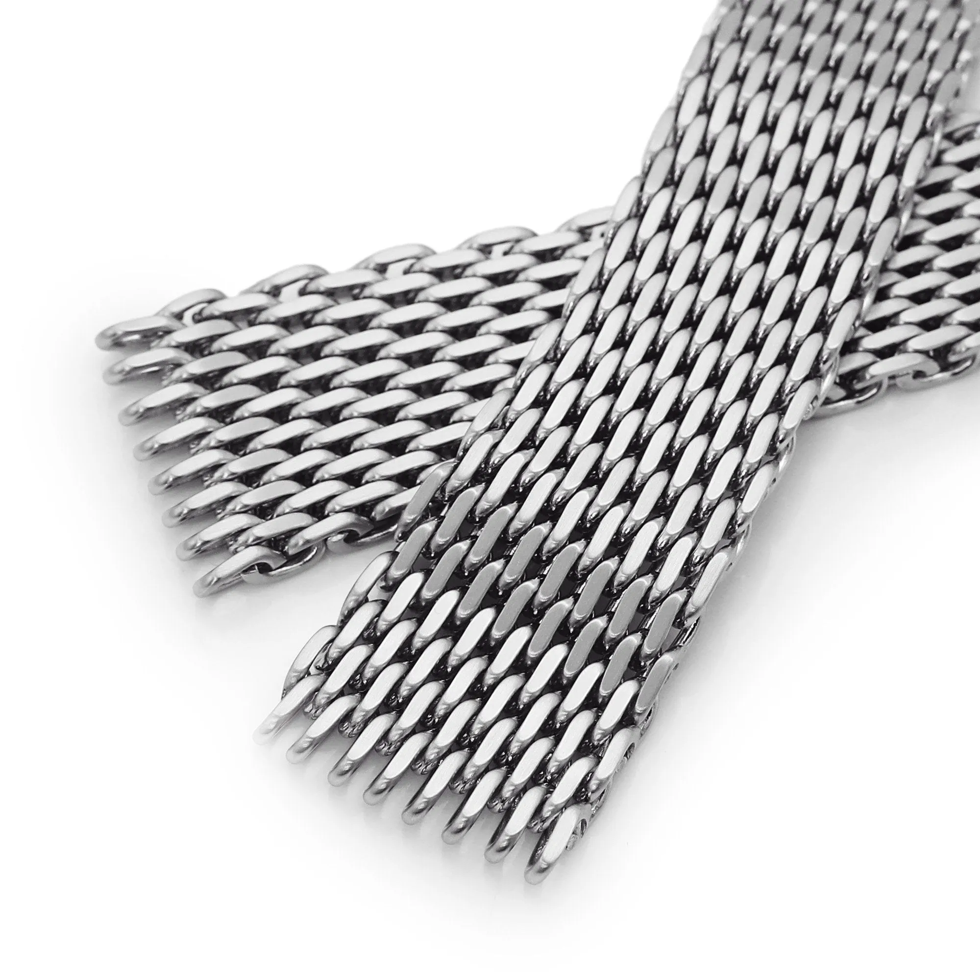 20mm Tapered "SHARK" Mesh Band, V-Clasp, Brushed
