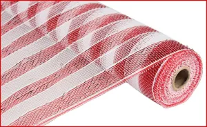 21" Deco Poly Mesh: Red/White Stripe