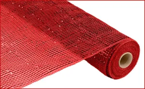 21" Deco Poly Mesh: Wide Metallic Foil Red