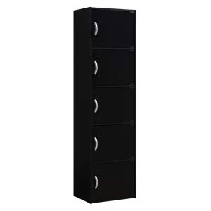 5 Shelf Home and Office Enclosed Organization Storage Cabinet, Black (Open Box)