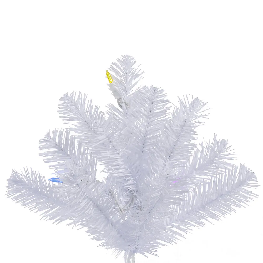 7.5' Crystal White Pine Artificial Christmas Tree Multi-Colored LED Lights