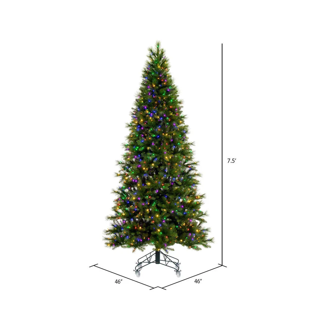 7.5' x 46" Jackson Pine Artificial Pre-Lit Christmas Tree Multi-Colored Lights.
