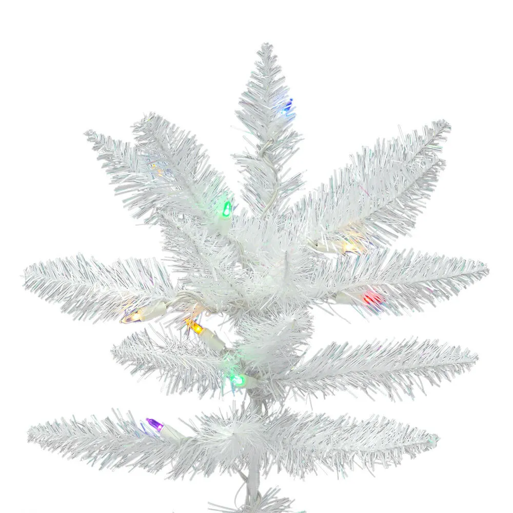 8.5' Sparkle White Spruce Artificial Christmas Tree Multi-Colored LED Lights