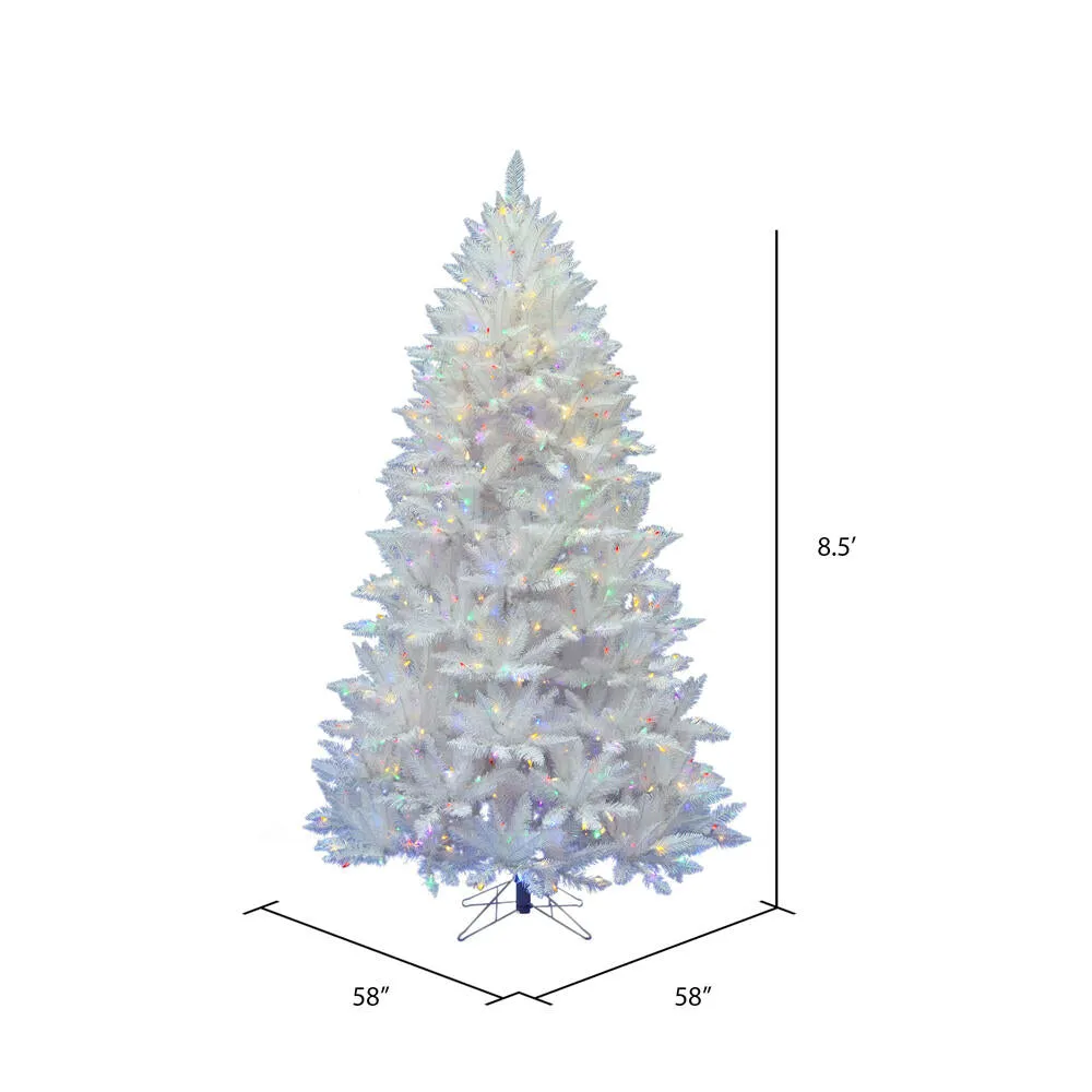 8.5' Sparkle White Spruce Artificial Christmas Tree Multi-Colored LED Lights