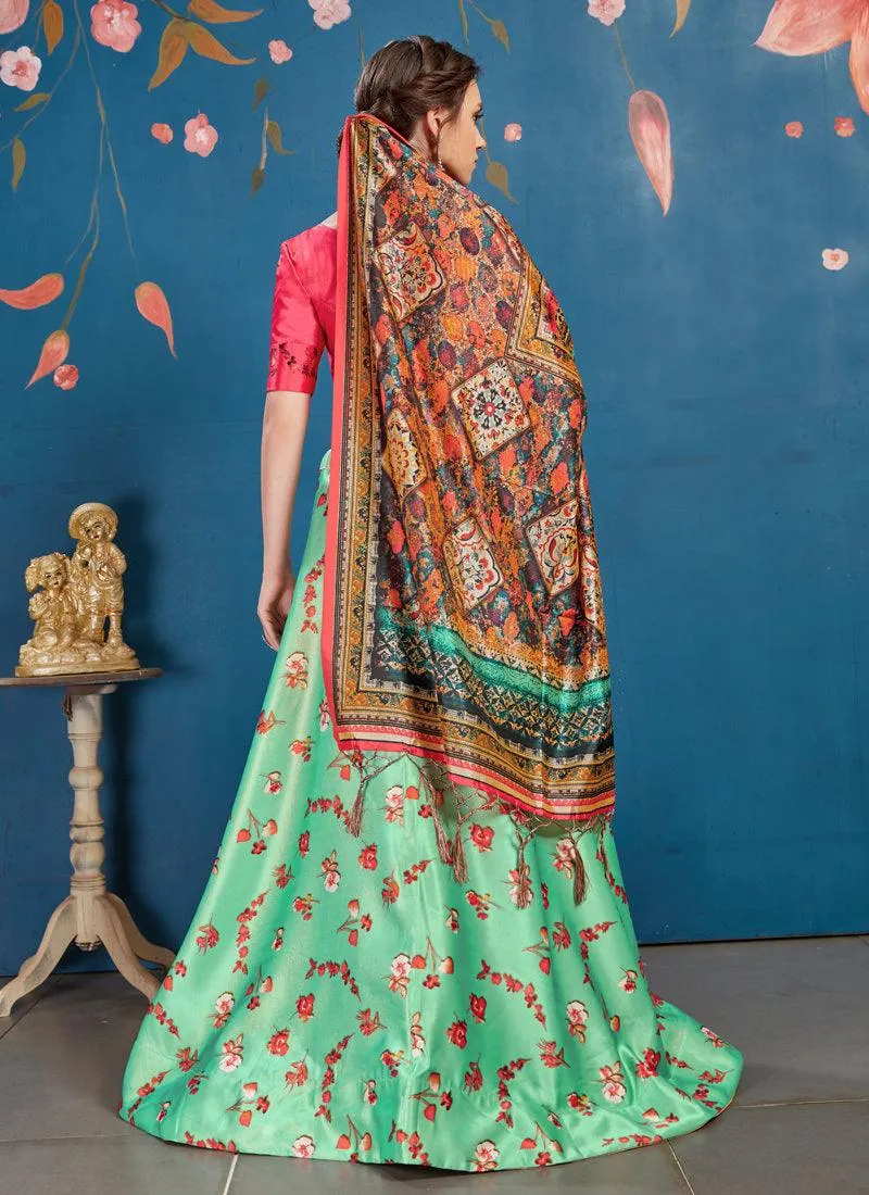 Adorable Teal Green Art Silk Wedding Special Designer Lehenga Choli