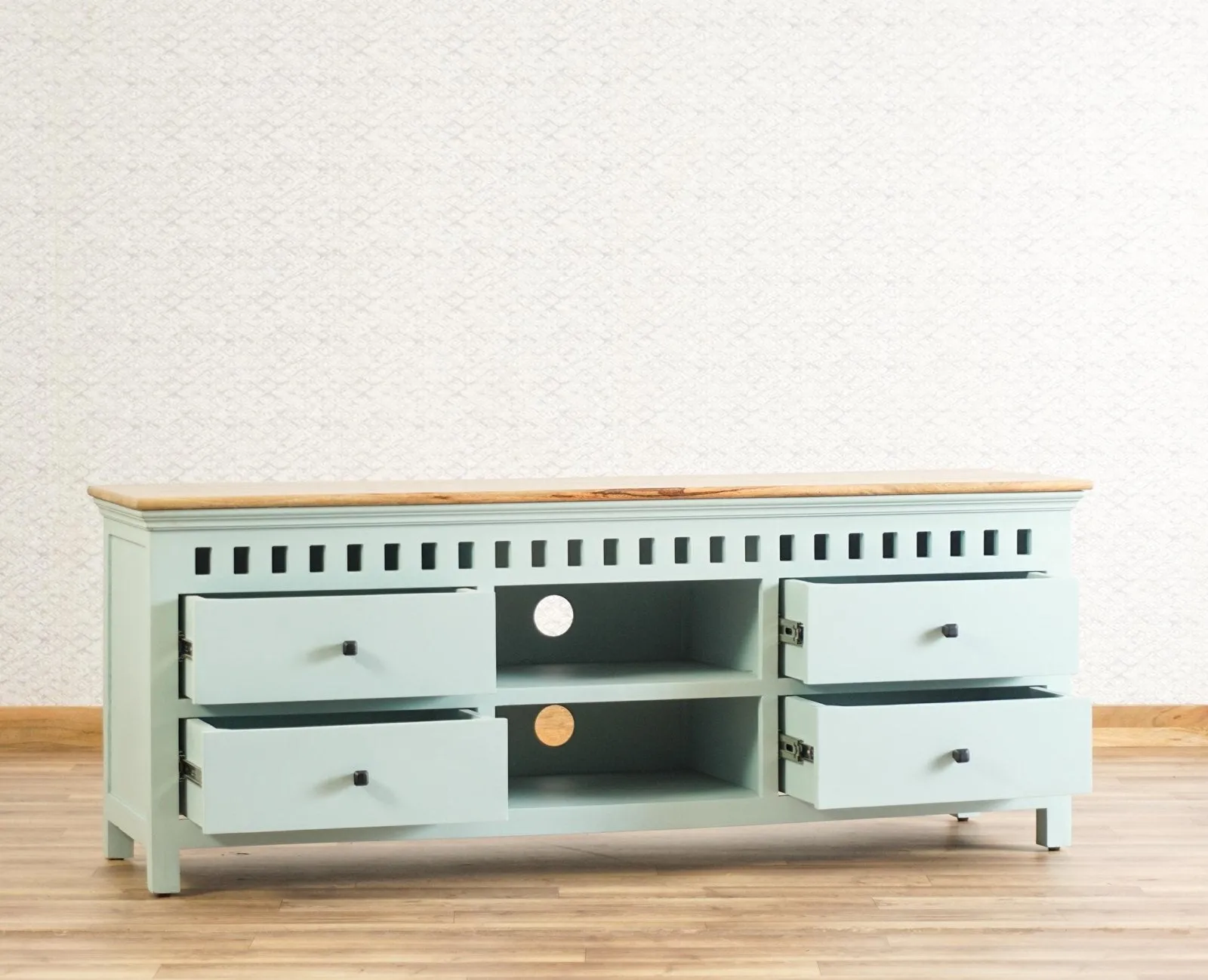 Alexandria Solid Wood TV Cabinet- Four Drawer