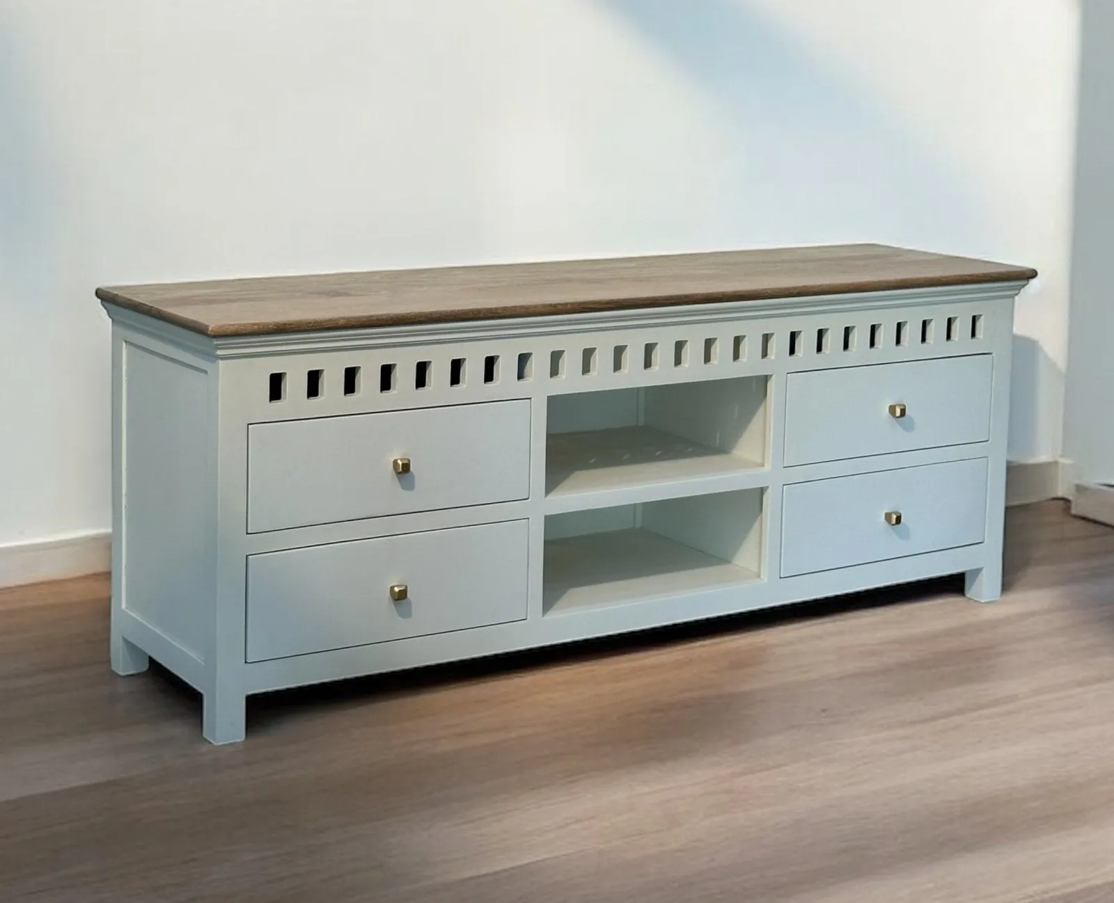 Alexandria Solid Wood TV Cabinet- Four Drawer