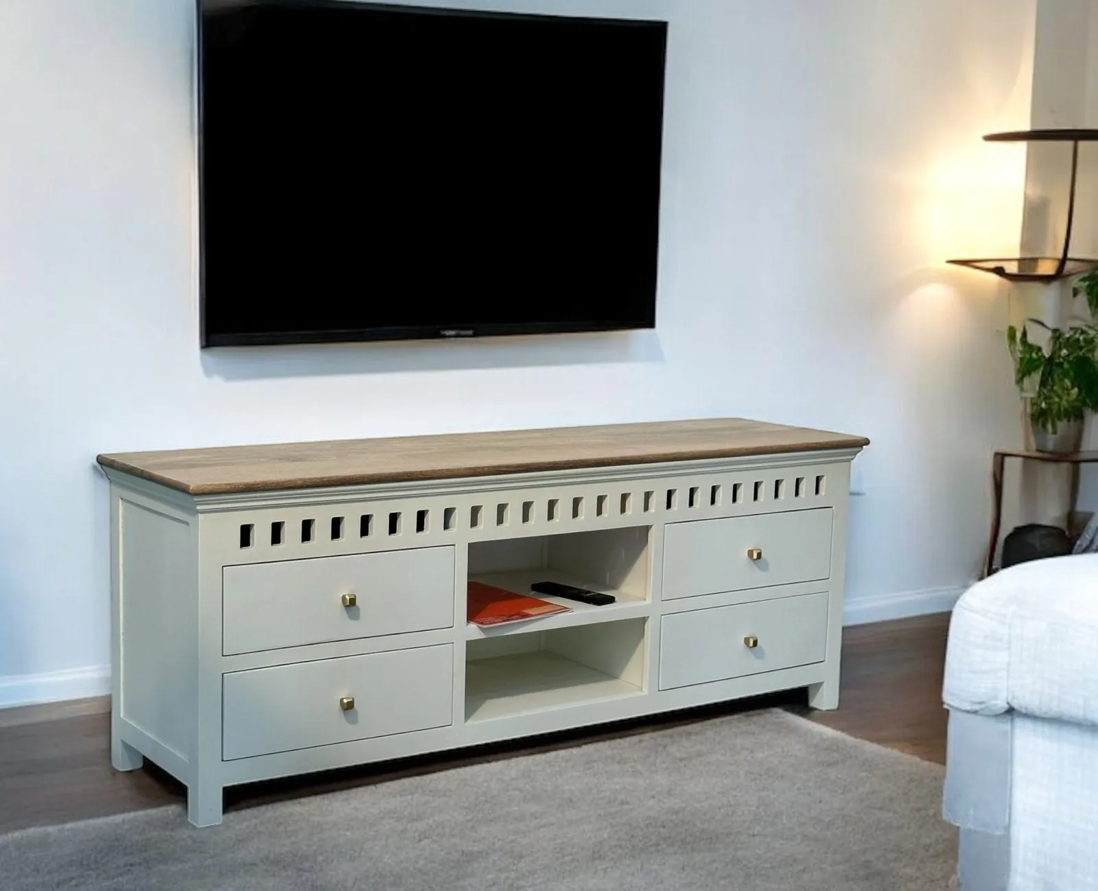 Alexandria Solid Wood TV Cabinet- Four Drawer
