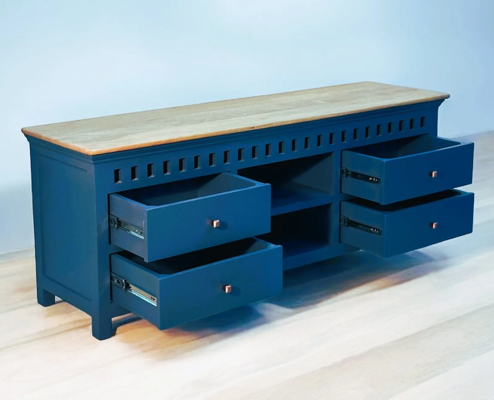 Alexandria Solid Wood TV Cabinet- Four Drawer
