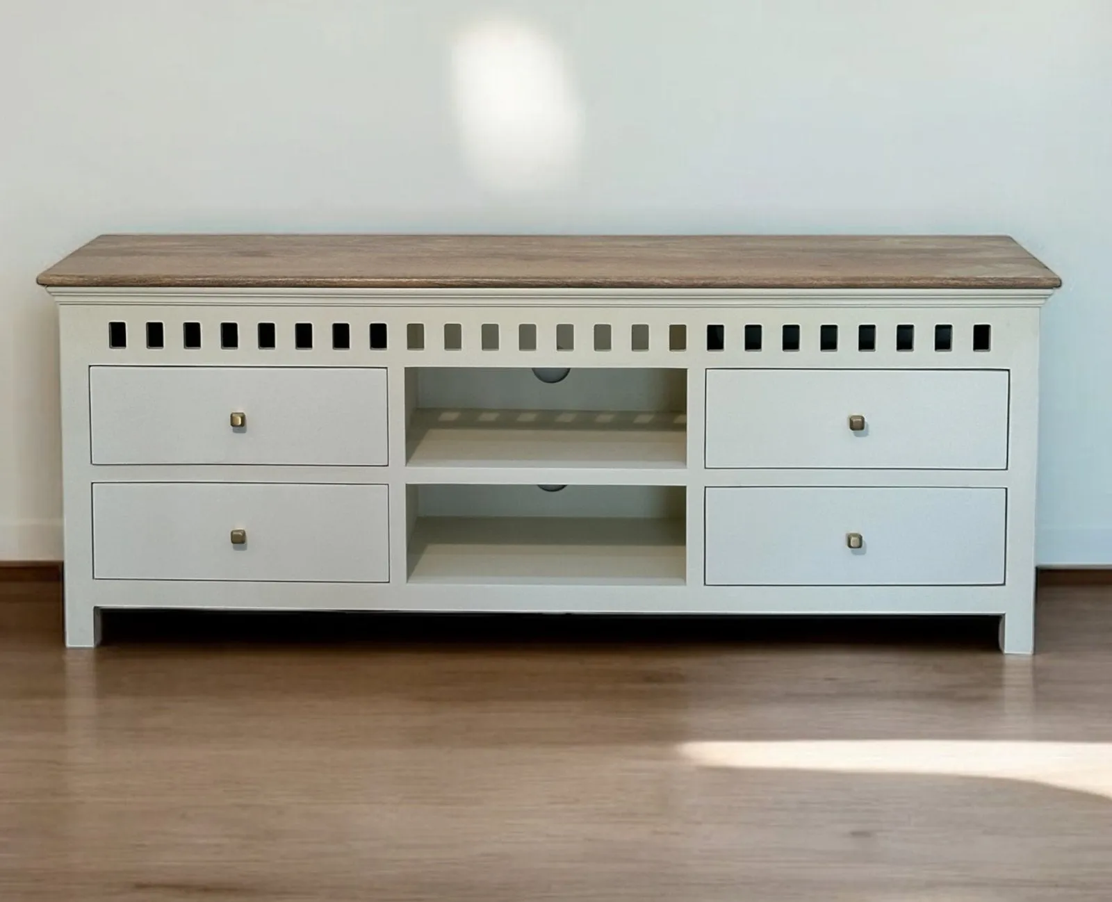 Alexandria Solid Wood TV Cabinet- Four Drawer