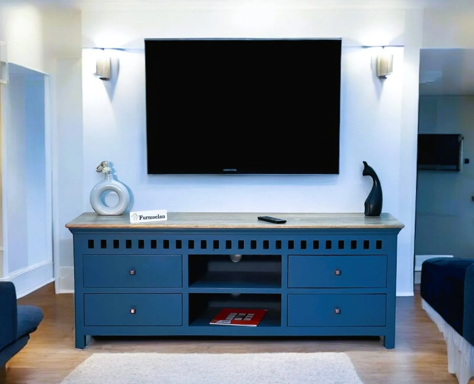 Alexandria Solid Wood TV Cabinet- Four Drawer