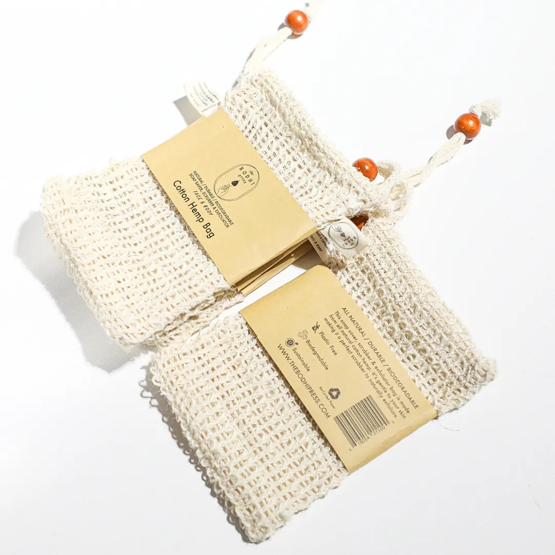 All-Natural Soap Saver Bag |Cotton Hemp Natural Sisal Soap Saver Bag Scrubber For Shower, Travel-friendly, Biodegradable By The Bodhi Press