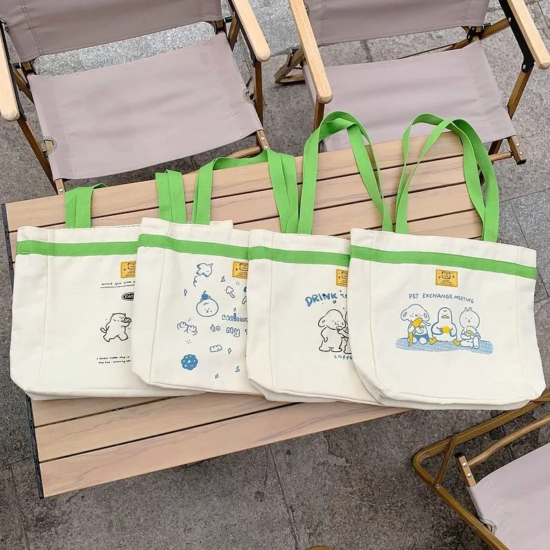 Animal Friends Print Canvas Toe Bag