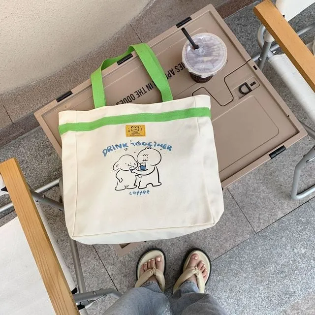 Animal Friends Print Canvas Toe Bag