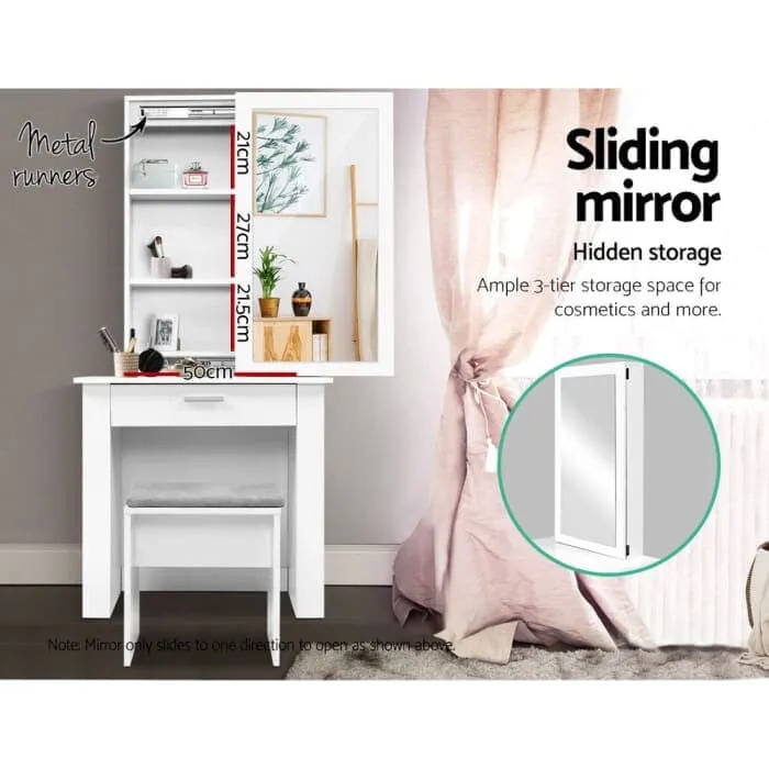 Artiss Dressing Table Mirror Stool - Mirror Jewellery Cabinet