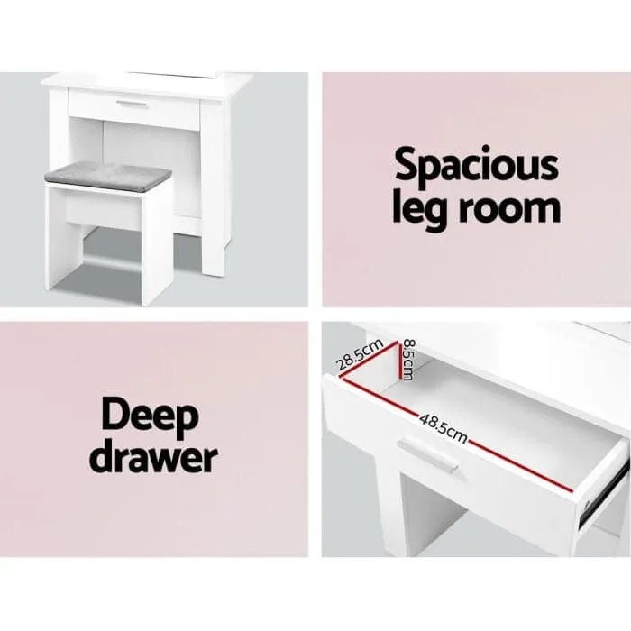 Artiss Dressing Table Mirror Stool - Mirror Jewellery Cabinet