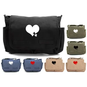 Autism Awareness Heart Puzzle Army Heavyweight Canvas Messenger/Diaper Shoulder Bag
