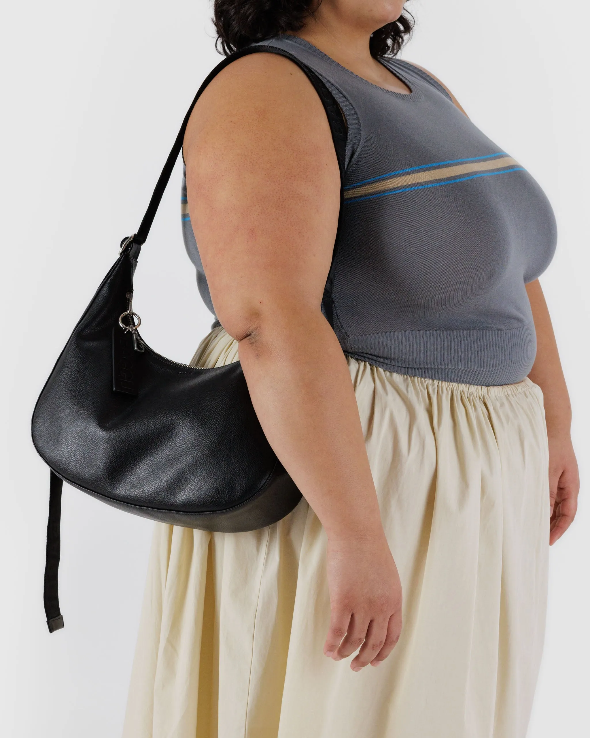 Baggu Medium Recycled Leather Crescent Bag - Black