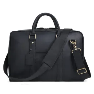 Black Genuine Leather Briefcase, Messenger Bag, Laptop Bag, Men's Handbag D007