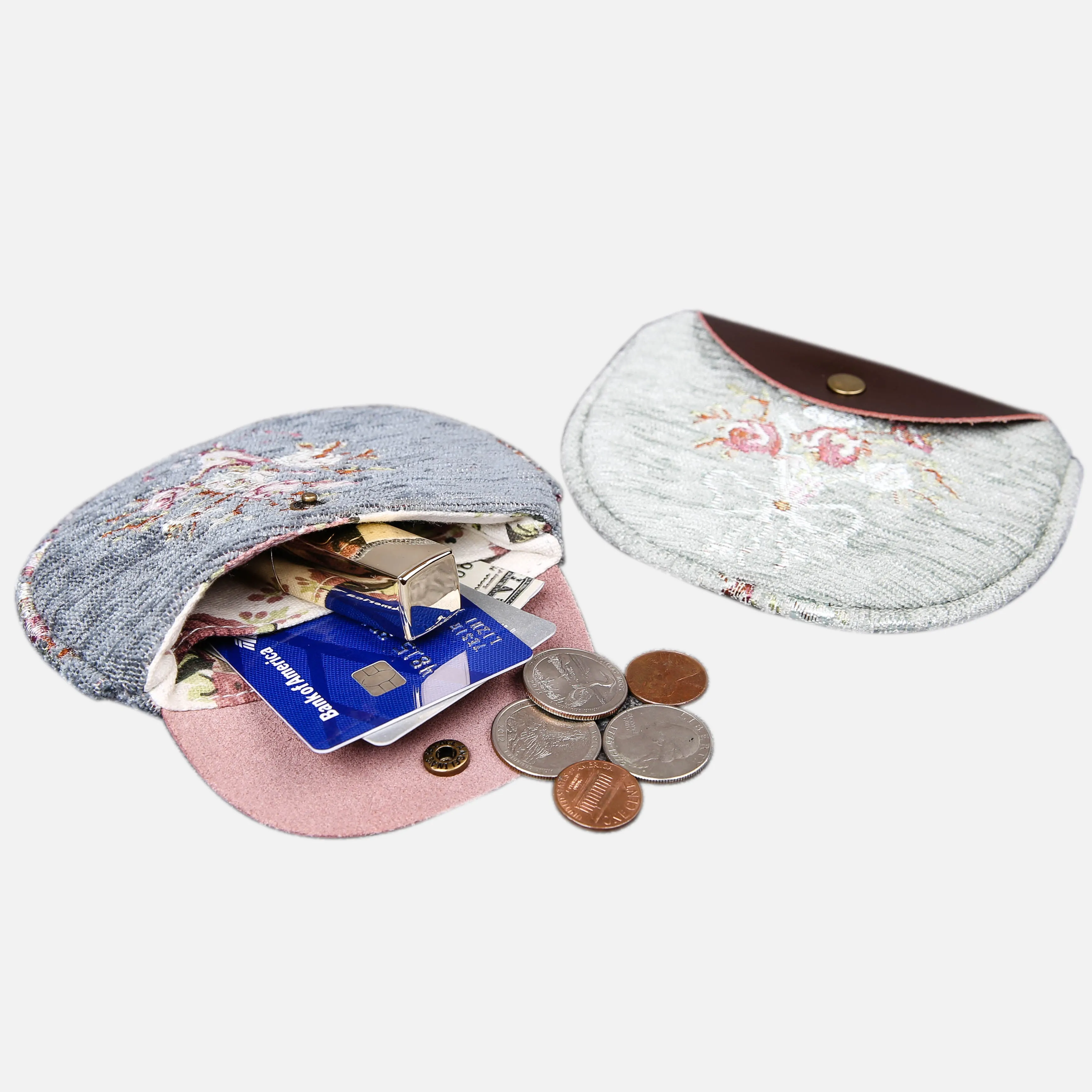 Bouquet Pattern Flap Coin Purse