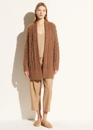 Braided Cable Cardigan in Camel