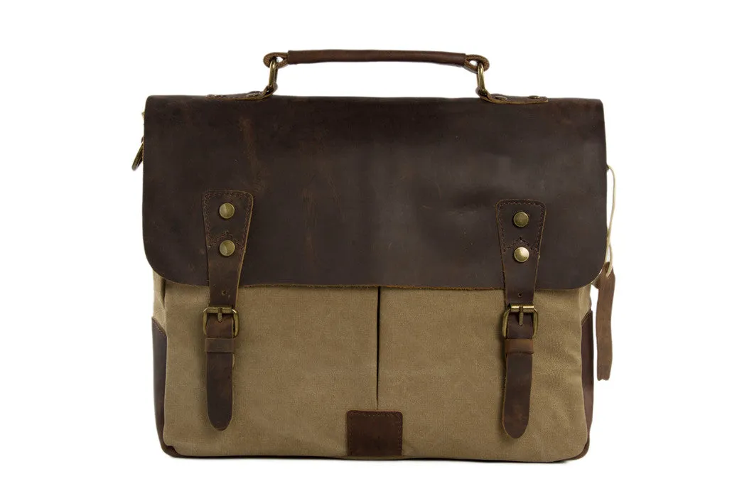 Canvas Leather Bag Briefcase Messenger Bag Shoulder Bag Laptop Bag 1807