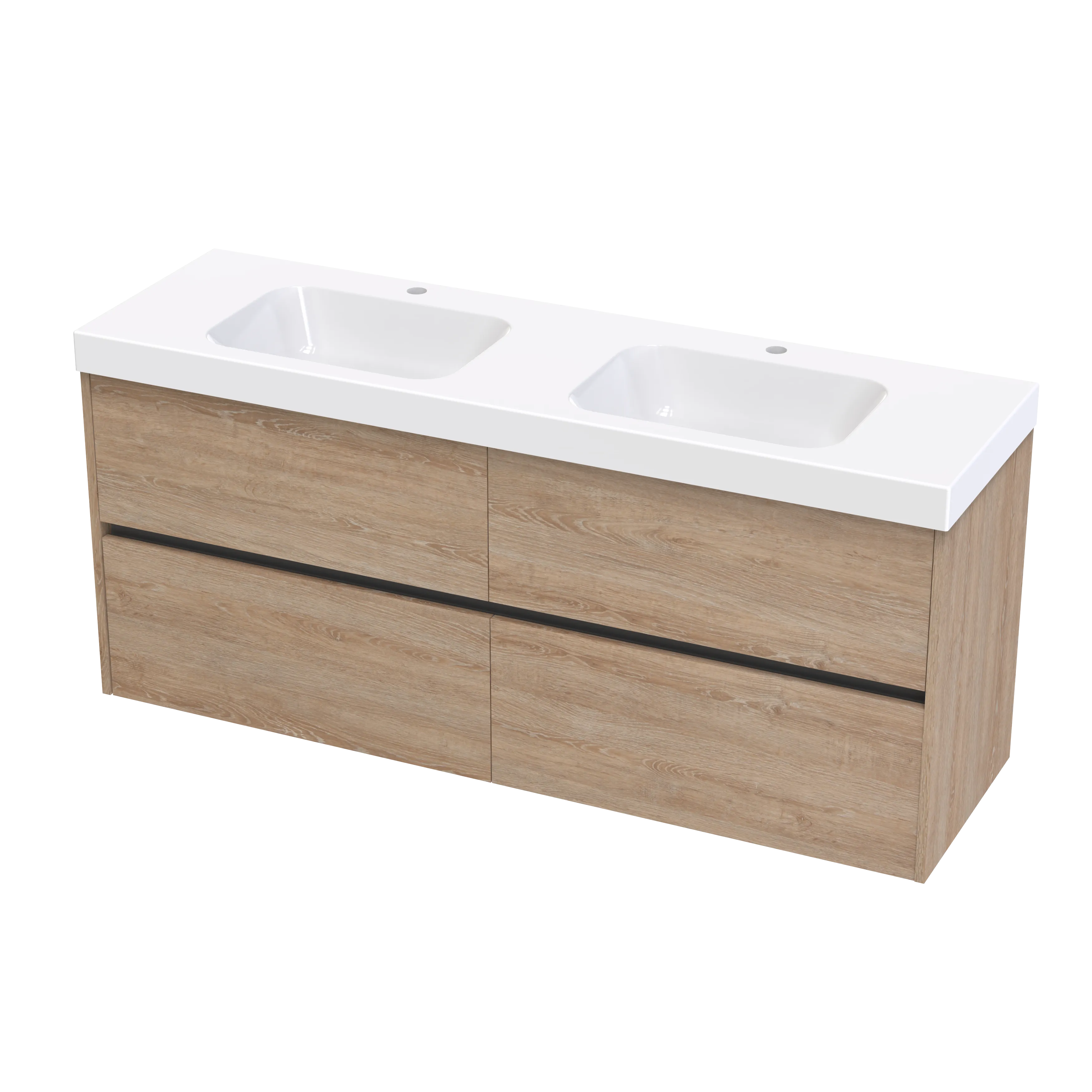 Cara Syrtari 1500 4 Drawer Double Basin Wall Vanity