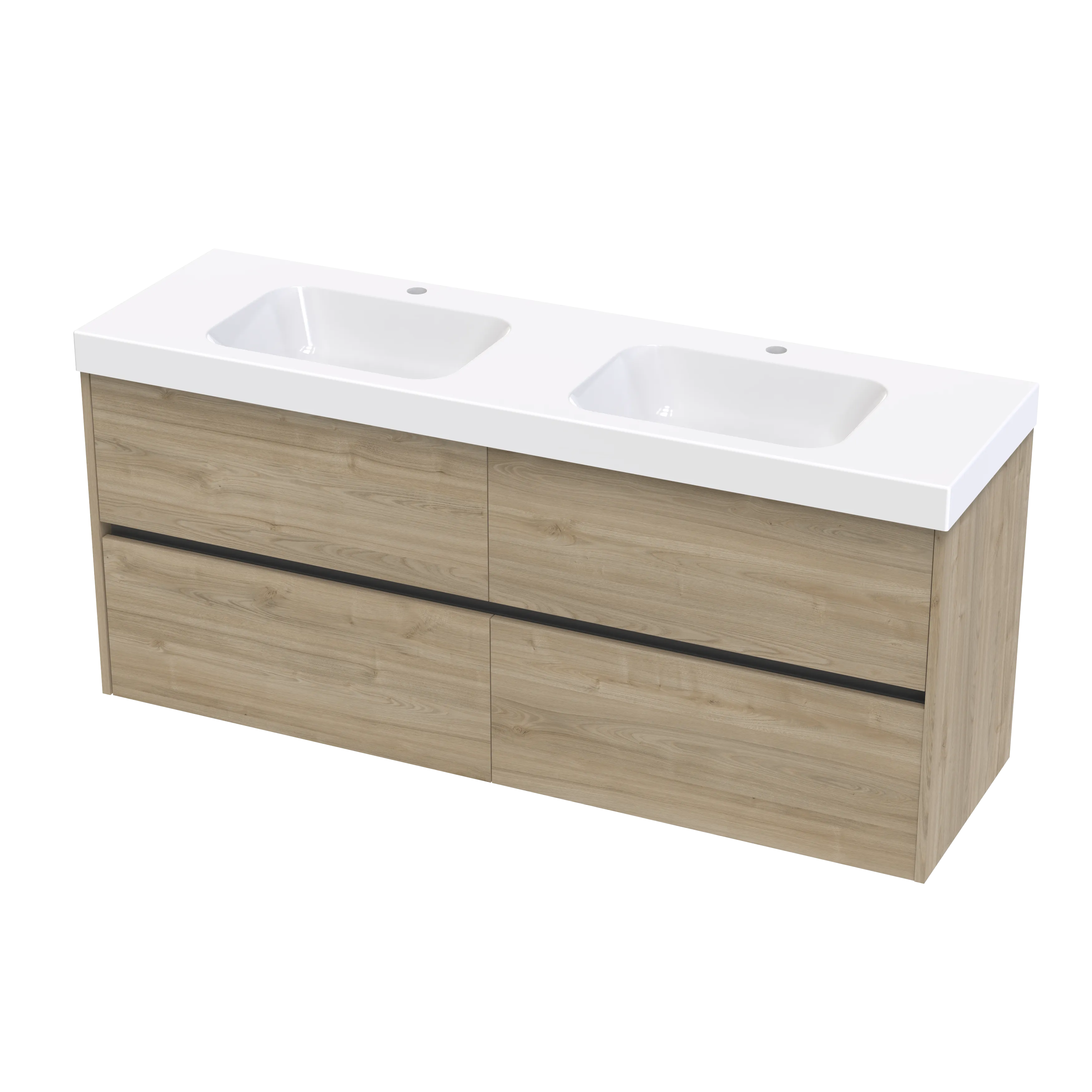 Cara Syrtari 1500 4 Drawer Double Basin Wall Vanity