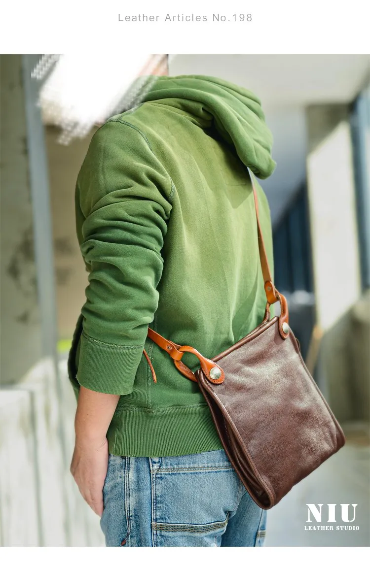 Casual Coffee Leather Men Vertical Side Bag Green Small Messenger Bag Camouflage Courier Bag For Men