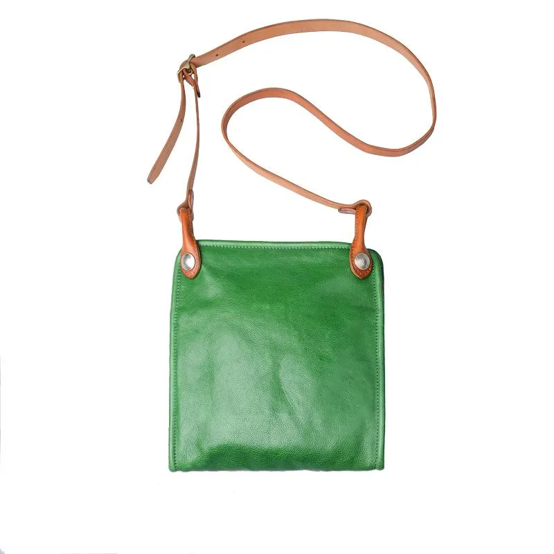 Casual Coffee Leather Men Vertical Side Bag Green Small Messenger Bag Camouflage Courier Bag For Men