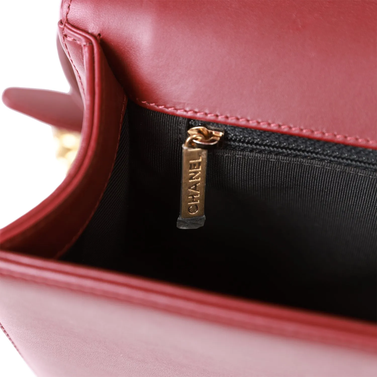 Chanel New Medium Boy Bag Burgundy Chevron Antique Gold Hardware