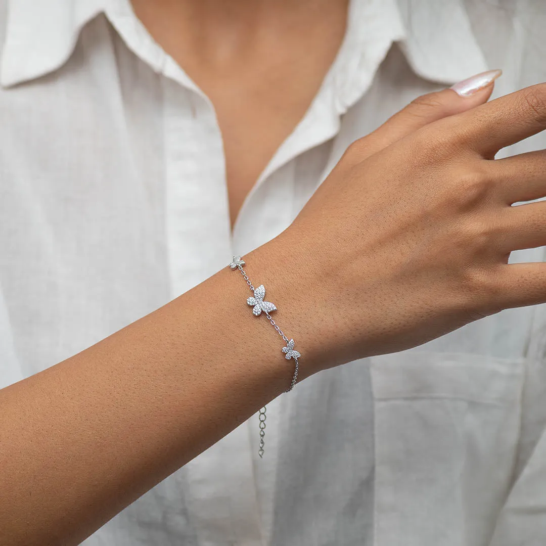 CHARMING BUTTERFLIES SILVER BRACELET