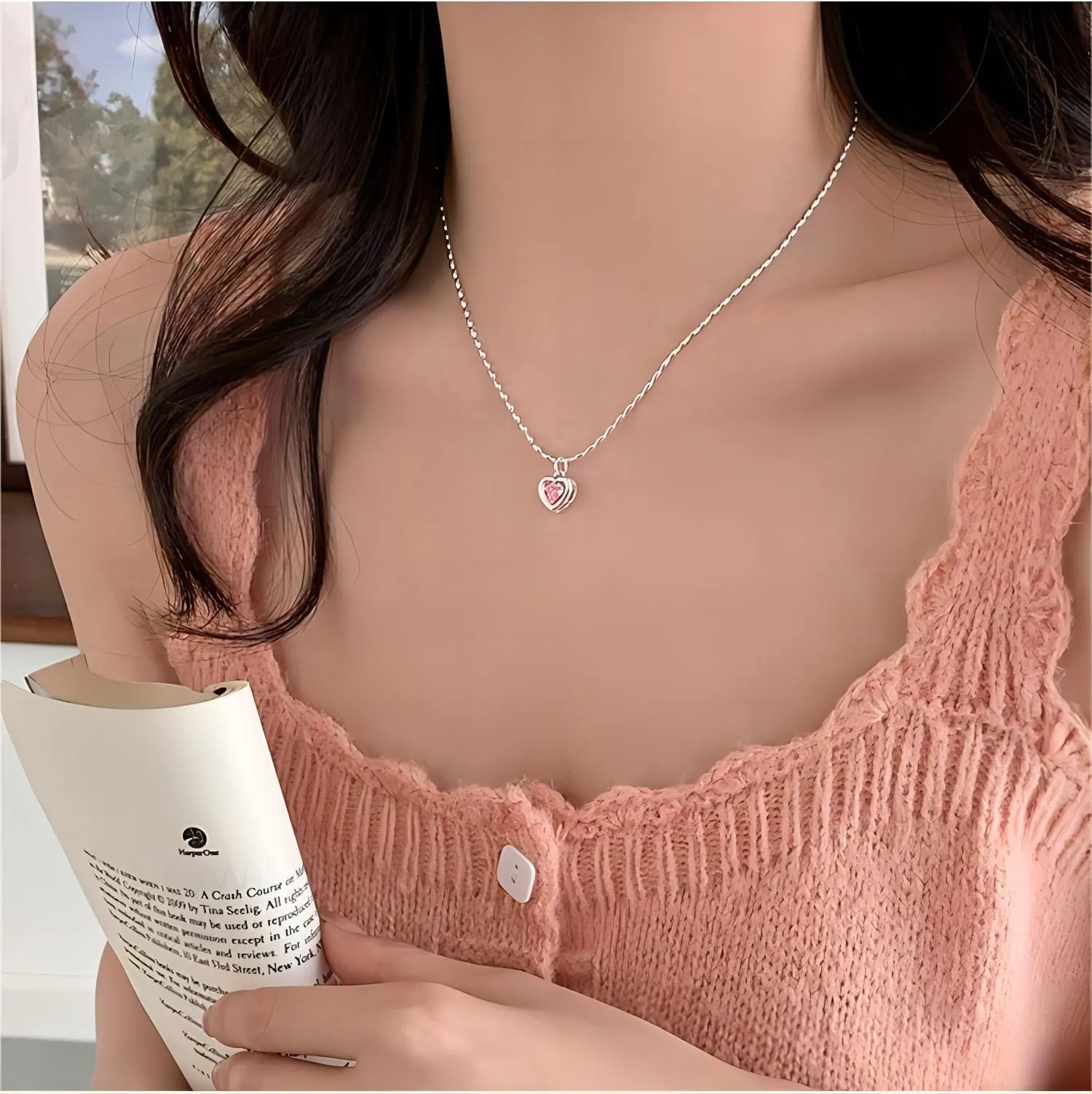 Charming Crystal Heart Matching Necklace