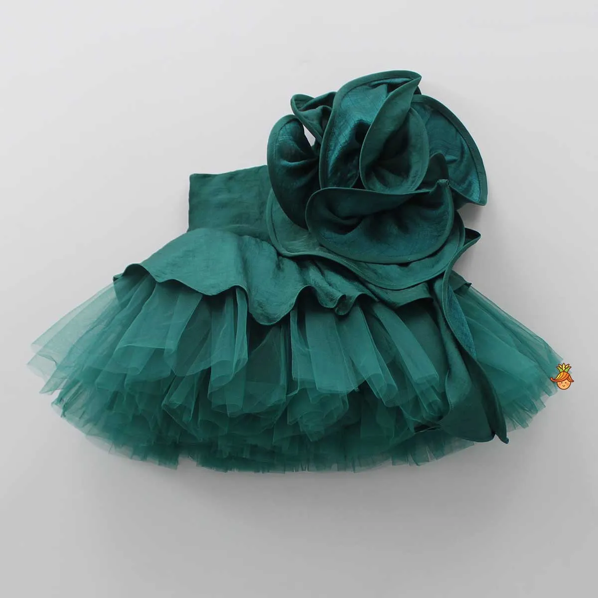 Charming Green Ruffled One Shoulder Dress