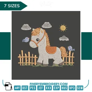 Charming Horse Embroidery Design | FineryEmbroidery