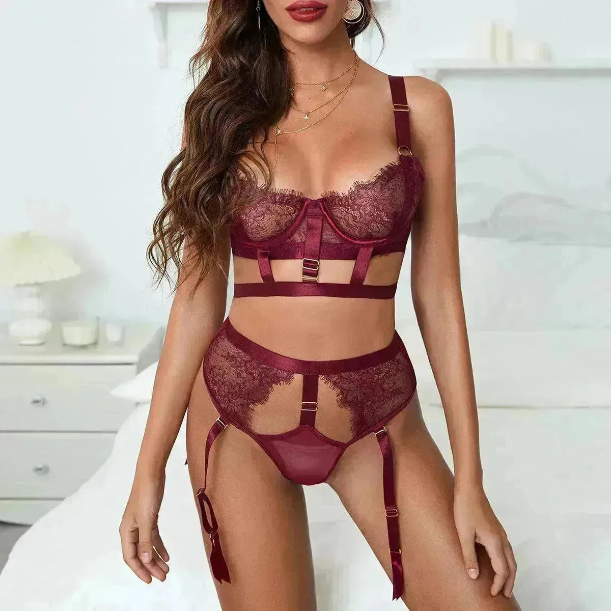 Charming Lingerie Set Eyelashes Lace
