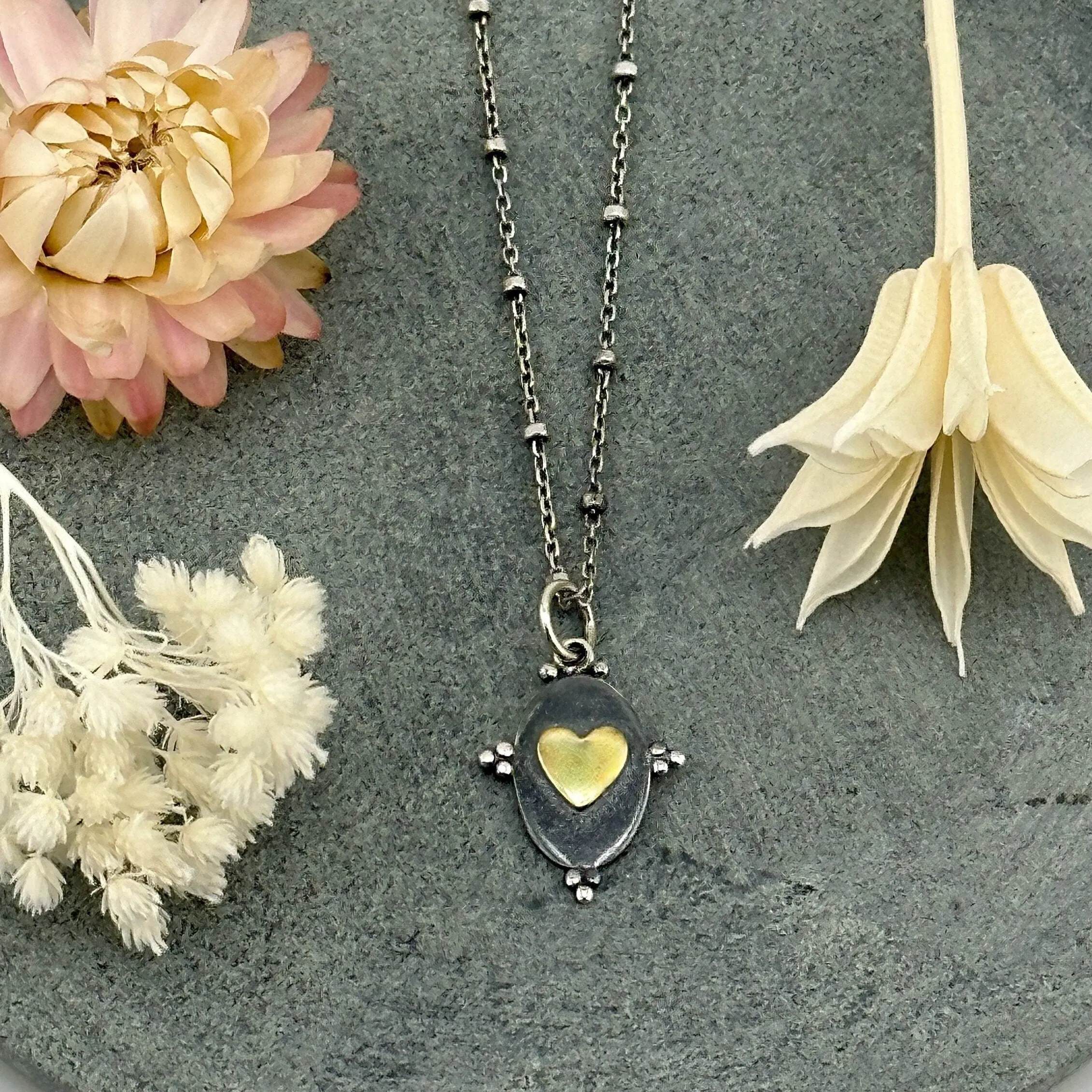 Charming Mixed Metal Heart Necklace