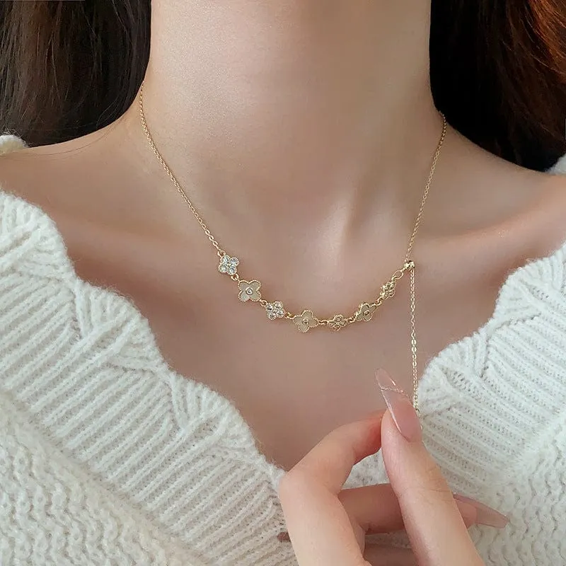 Charming Natural Pearl Shell Floral Necklace