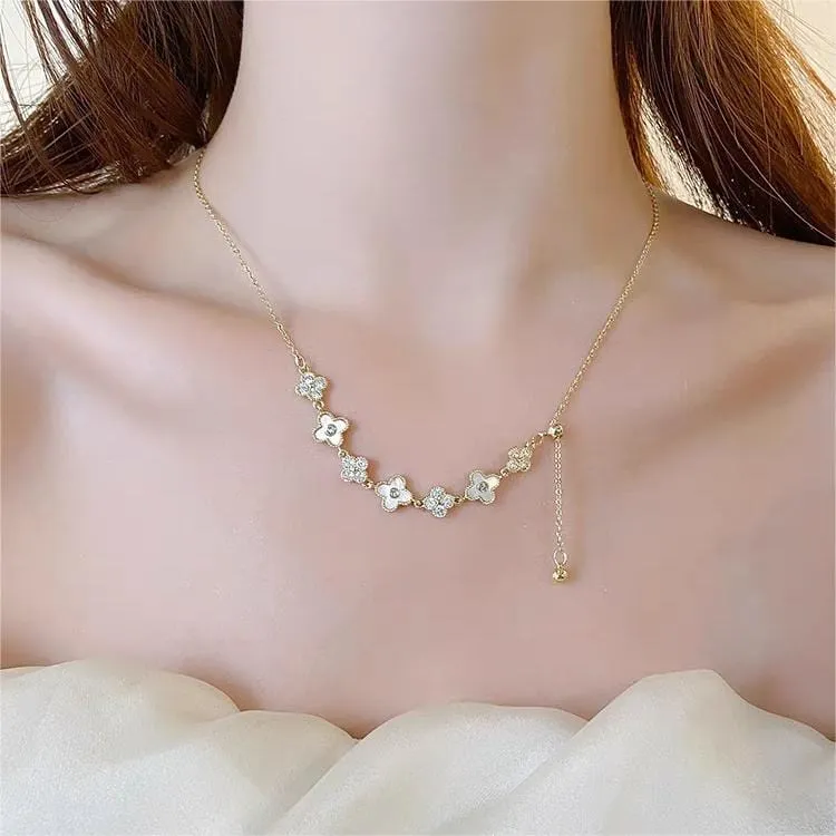 Charming Natural Pearl Shell Floral Necklace