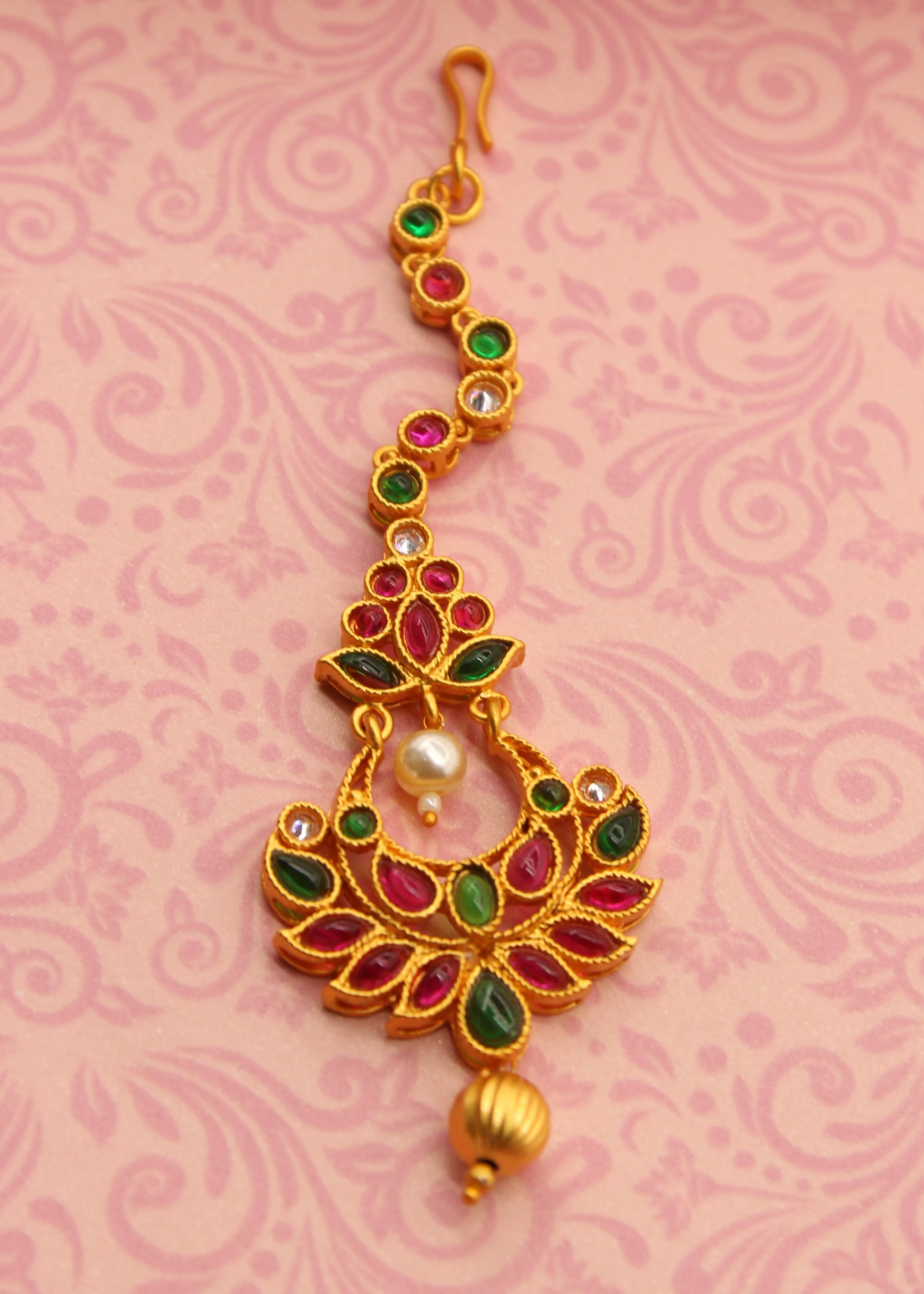 CHARMING PINK - GREEN STONE BINDI