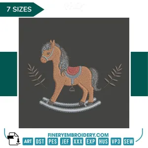 Charming Rocking Horse Embroidery Design | FineryEmbroidery