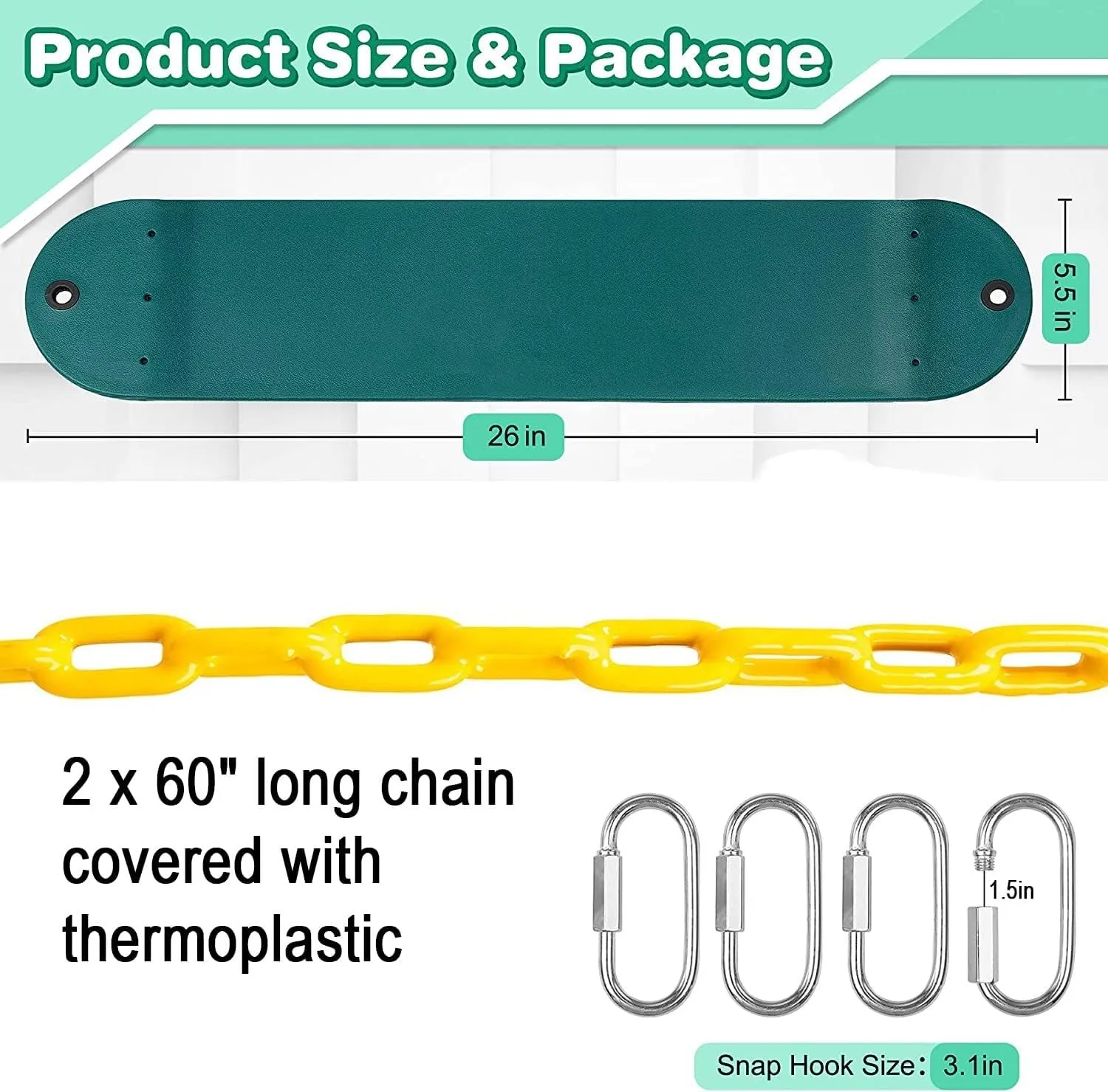 CHARMING TREASURES Flexible Swing Seat Set for Kids/Adults Outdoor Park Garden Tree Backyard with Meter Plastic Coated Chain, Weight Support Upto 150kg, (1.5 Meter, Red)
