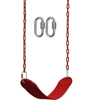 CHARMING TREASURES Flexible Swing Seat Set for Kids/Adults Outdoor Park Garden Tree Backyard with Meter Plastic Coated Chain, Weight Support Upto 150kg, (1.5 Meter, Red)