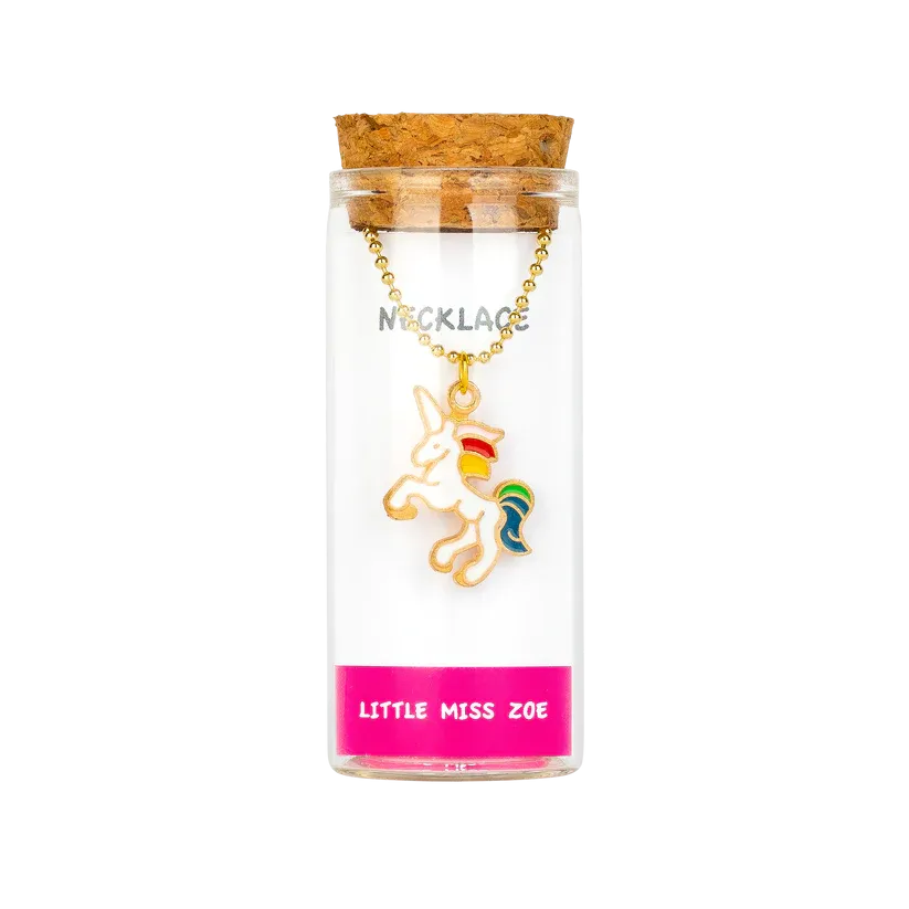 Charming Unicorn Rainbow Bottle Necklace