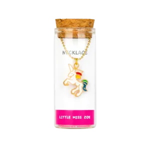 Charming Unicorn Rainbow Bottle Necklace