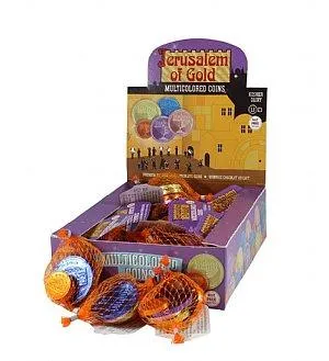 Colored Nut Free Dairy Hanukkah Chocolate Gelt - Box of 24