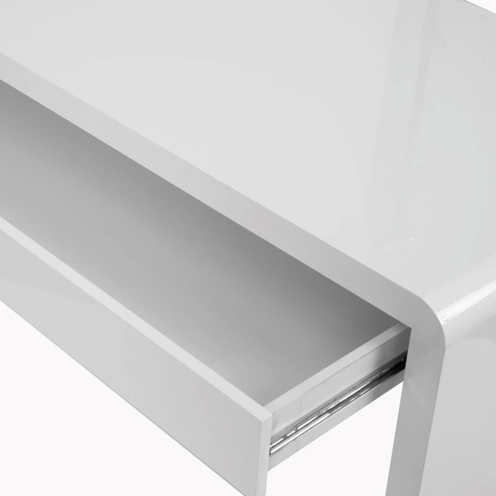Compact and Curvaceous High Gloss Workstation with Spacious Storage Drawer