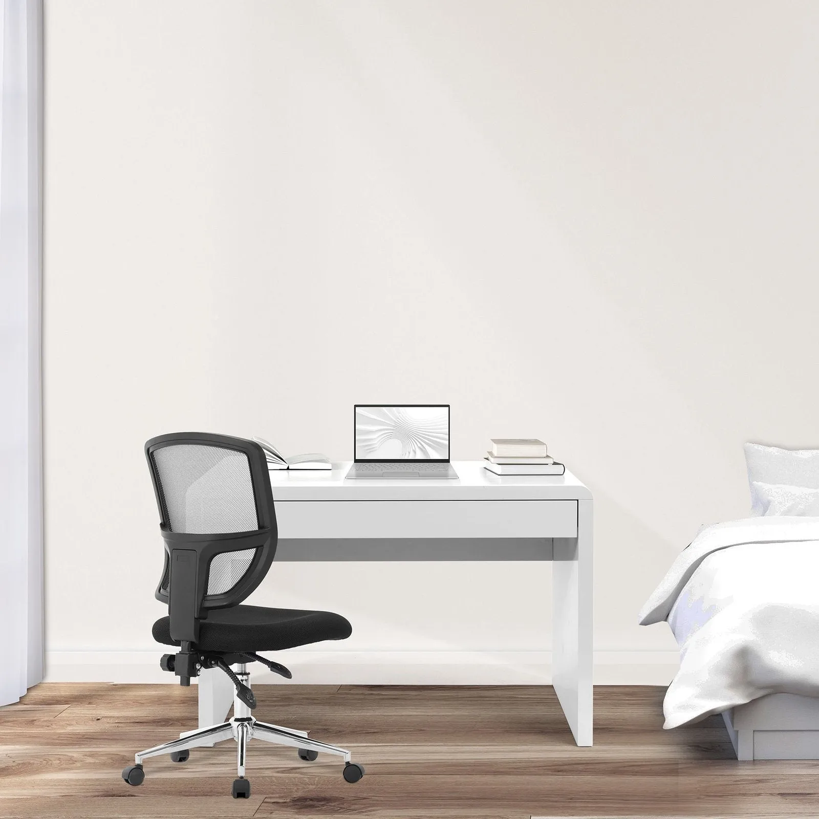 Compact and Curvaceous High Gloss Workstation with Spacious Storage Drawer