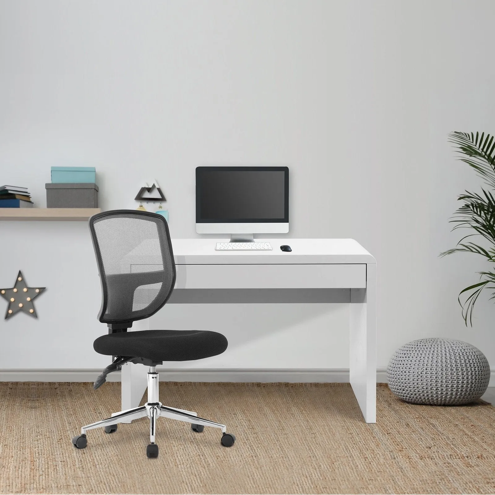 Compact and Curvaceous High Gloss Workstation with Spacious Storage Drawer